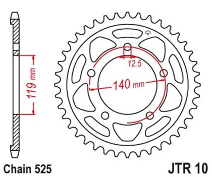 JT. Standard Stahlritzel hinten 10 - 525 Krone