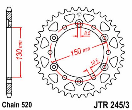JT. Standard Stahlritzel hinten 245/3 - 520 Krone
