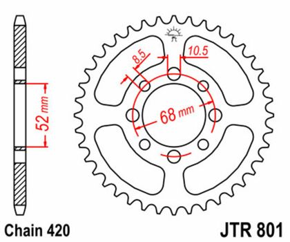 JT. Steel Standard Rear Sprocket 801 - 420 Crown