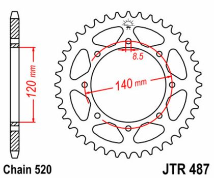 JT. Standard Stahlritzel hinten 487 - 520 Krone