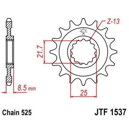 JT. Steel Noise-Free 1537 - 525 Gearbox output pinion