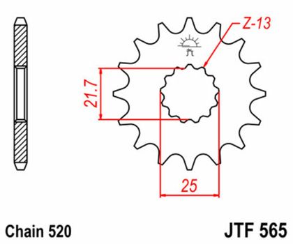 JT. Standard Stahlritzel vorne 565 - 520 Ritzel für den Ausgang des Getriebes Ref : JTC01297A / 1074287001 