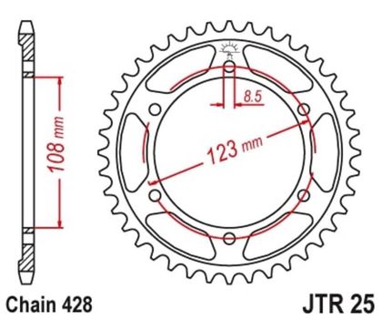 Couronne JT. acier standard 25 - 428 Ref : JTC01318A / 1075008002 