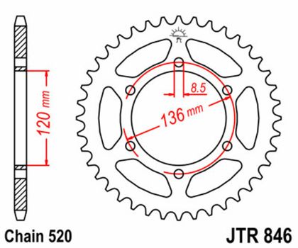 JT. Standard Stahlritzel hinten 846 - 520 Krone