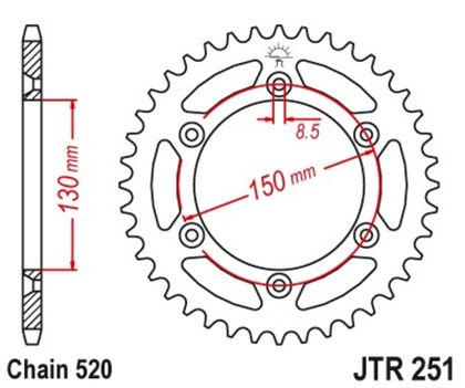 Couronne JT. acier anti-boue 251 - 520 Ref : JTC01335A / 1075483004 