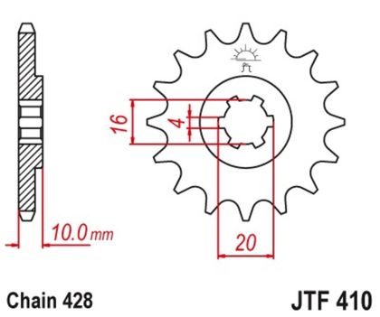 Pignon de sortie de boite JT. acier standard 410 - 428