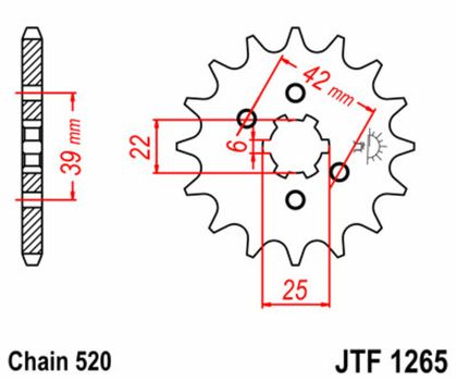 Pignon de sortie de boite JT. acier standard 1265 - 520