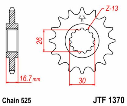 JT. Standard Stahlritzel vorne 1370 - 525 Ritzel für den Ausgang des Getriebes