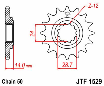 JT. acier standard 1529 - 525 Fortandhjul