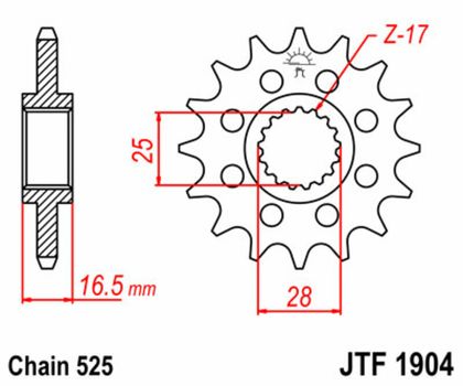 Pignon de sortie de boite JT. acier standard 1904 - 525