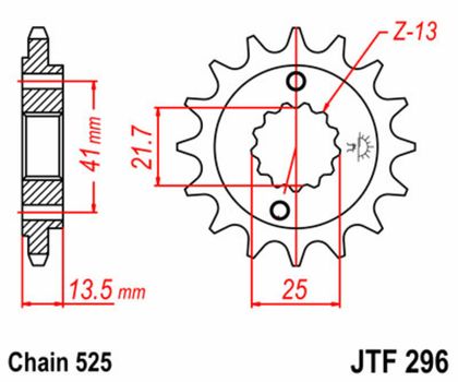 JT. Standard Stahlritzel vorne 296 - 525 Ritzel für den Ausgang des Getriebes