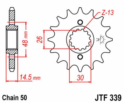 Pignon de sortie de boite JT. acier standard 339 - 530