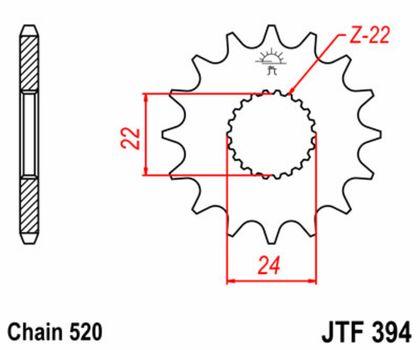 Pignon de sortie de boite JT. acier standard 394 - 520