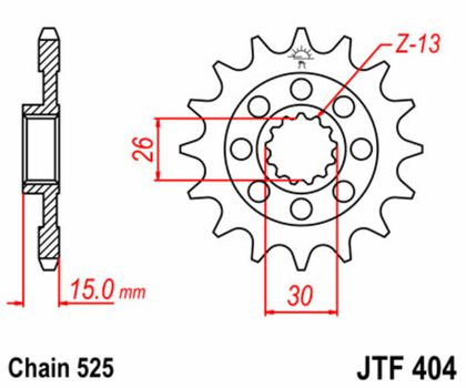 JT. Standard Stahlritzel vorne 404 - 525 Ritzel für den Ausgang des Getriebes