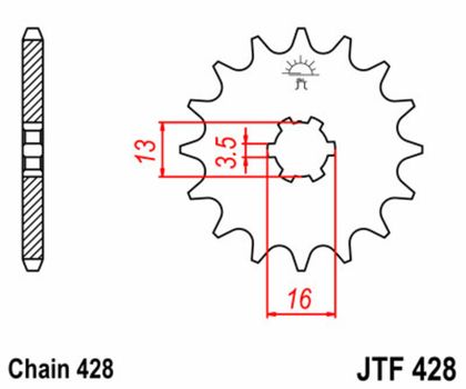 Pignon de sortie de boite JT. acier standard 428 - 428