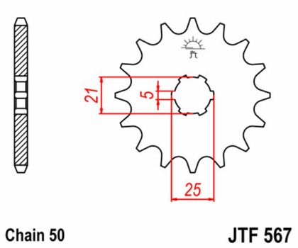 Pignon de sortie de boite JT. acier standard 567 - 530