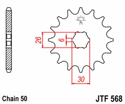 JT. Standard Stahlritzel vorne 568 - 530 Ritzel für den Ausgang des Getriebes