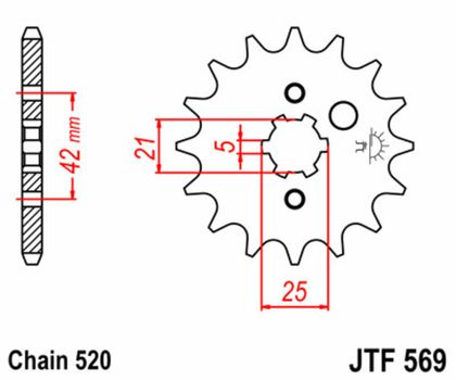 Pignon de sortie de boite JT. acier standard 569 - 520