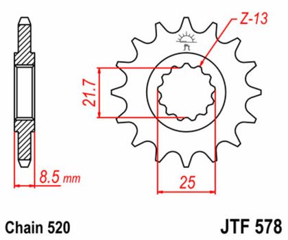 Pignon de sortie de boite JT. acier standard 578 - 520