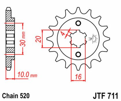 Pignon de sortie de boite JT. acier standard 711 - 520