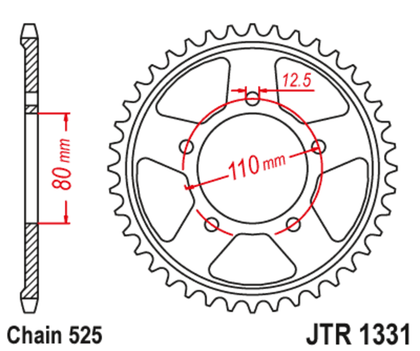 JT. Standard Stahlritzel hinten 1331 - 525 Krone