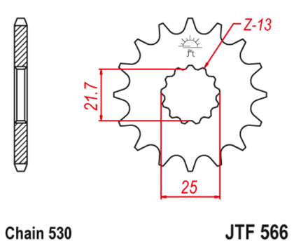 JT. geräuscharmes vorderes Stahlritzel 566 - 530 Ritzel für den Ausgang des Getriebes Ref : JTC01493A / 1148759001 