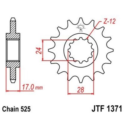 JT. Steel Noise - Free Front 1371 - 525 Gearbox output pinion