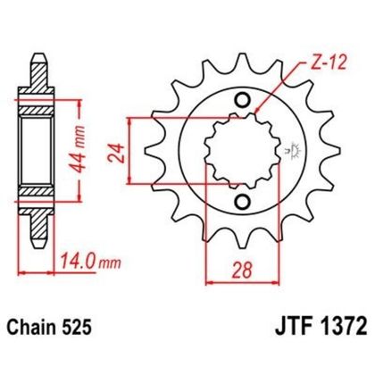 JT. Steel Noise - Free Front 1372 - 525 Gearbox output pinion