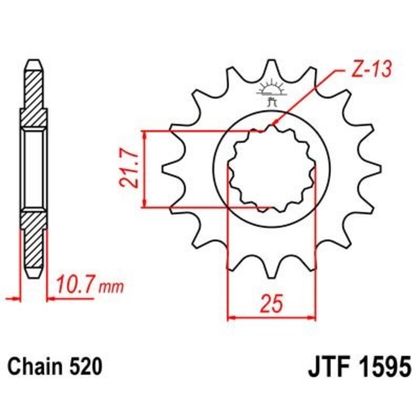 JT. Steel Noise - Free Front 1595 - 520 Gearbox output pinion