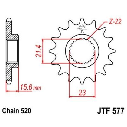 JT. Steel Noise - Free Front 577 - 520 Gearbox output pinion