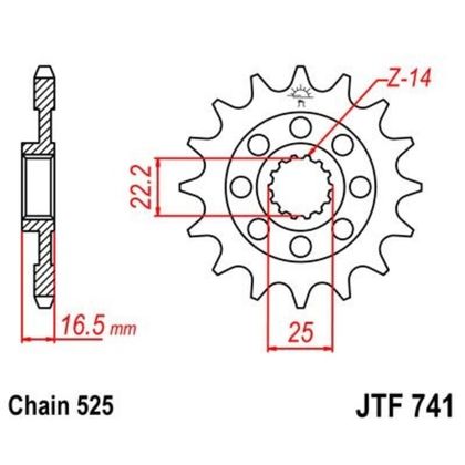 JT. Steel Noise - Free Front 741 - 525 Gearbox output pinion