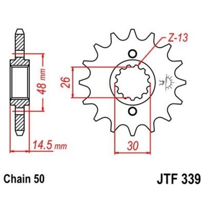 JT. Steel Noise - Free Front 339 - 530 Gearbox output pinion