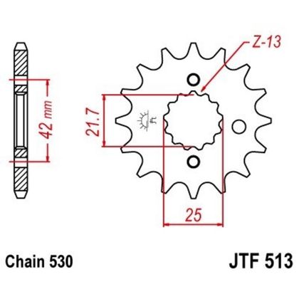 JT. Steel Noise - Free Front 513 - 530 Gearbox output pinion