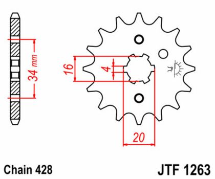 Kit chaine JT. 428HDR 15/34 standard - couronne