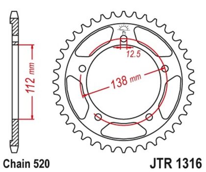 Kit chaine JT. 520HDS 17/38 standard - couronne