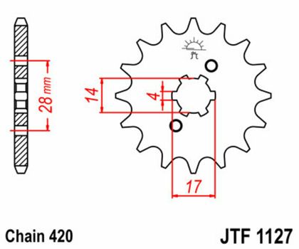 JT. standard steel 1127 - 420 15 teeth Gearbox output pinion Ref : JTC01876A / 1077205002 