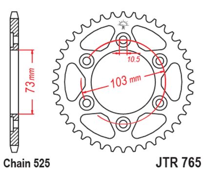 JT. Standard Steel - 530 42 teeth Sprocket Ref : JTC01881A / 1126653001 