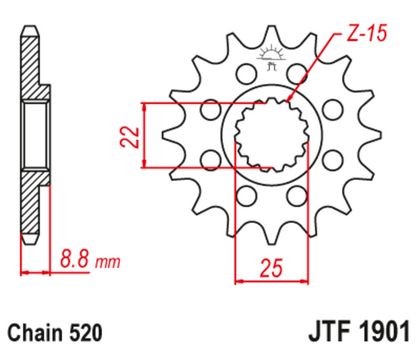 JT. Standardstahl 1901 - 520 13 Zähne Getriebeabtriebsritzel Ref : JTC01885A / 1128038001 