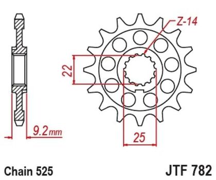 JT. standard steel 782 - 520 16 teeth Gearbox output pinion