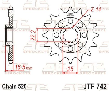 JT. anti-noise steel 742 - 520 15 teeth Gearbox output pinion