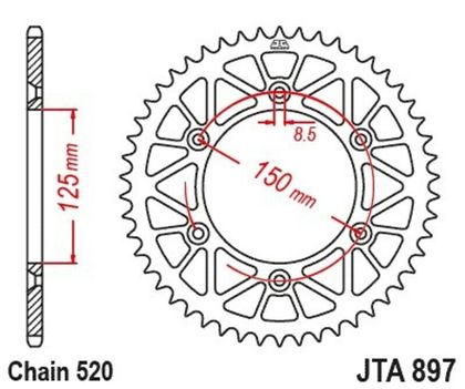 JT. alu standard - 520 52 tænder Bagtandhjul