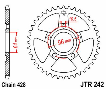 JT. Standard Stål - 428 53 tænder Bagtandhjul