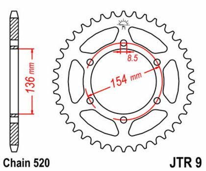 JT. Standard Stål - 520 47 tænder Bagtandhjul
