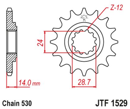 Pignon de sortie de boite JT. Pignon Acier Anti - bruit 152 - 525