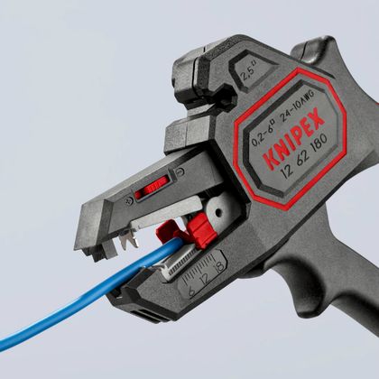Knipex PRO AUTOMATIK MIT EINSTELLUNG 180mm ABISOLIERUNG KABEL 0,2 6mm SCHNEIDEN BIS ZU 2.5mm 12 62 180 MADE IN GERMANY Abisolierzange Universell