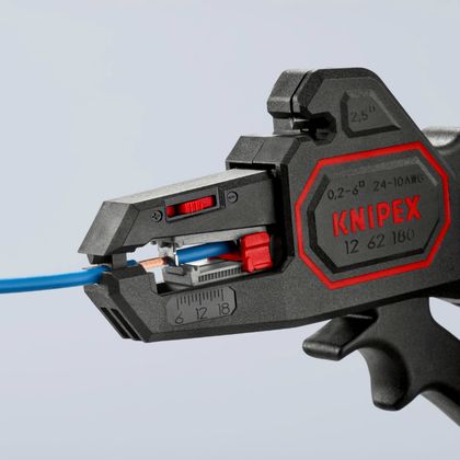 Knipex PRO AUTOMATIK MIT EINSTELLUNG 180mm ABISOLIERUNG KABEL 0,2 6mm SCHNEIDEN BIS ZU 2.5mm 12 62 180 MADE IN GERMANY Abisolierzange Universell