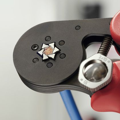 Pince à sertir Knipex PRO AUTO - AJUSTABLE EMBOUT CABLE 180mm POIGNEE ERGONOMIQUE 97 53 14 MADE IN GERMANY Universel