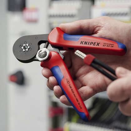 Pince à sertir Knipex PRO AUTO - AJUSTABLE EMBOUT CABLE 180mm POIGNEE ERGONOMIQUE 97 53 14 MADE IN GERMANY Universel