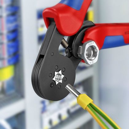 Pince à sertir Knipex PRO AUTO - AJUSTABLE EMBOUT CABLE 180mm POIGNEE ERGONOMIQUE 97 53 14 MADE IN GERMANY Universel