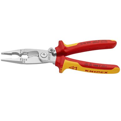 Pince multiprise Knipex MULTIFONCTION PRO COMPACT CHROME INSTALLATION ELECTRIQUE POIGNEE ISOLEE CERTIFIEES VDE 6 FONCTIONS 13 96 200 MADE IN GERMANY Universel